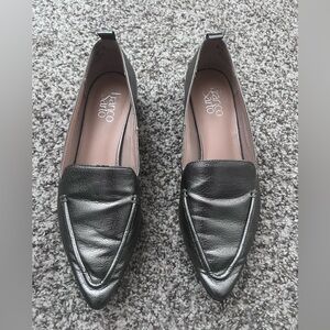 Franco Sarto Metallic Pewter Pointed Toe Susie Loafers